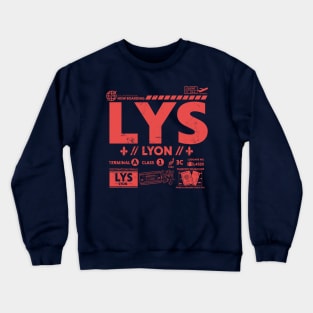 Vintage Lyon LYS Airport Code Travel Day Retro Travel Tag France Crewneck Sweatshirt